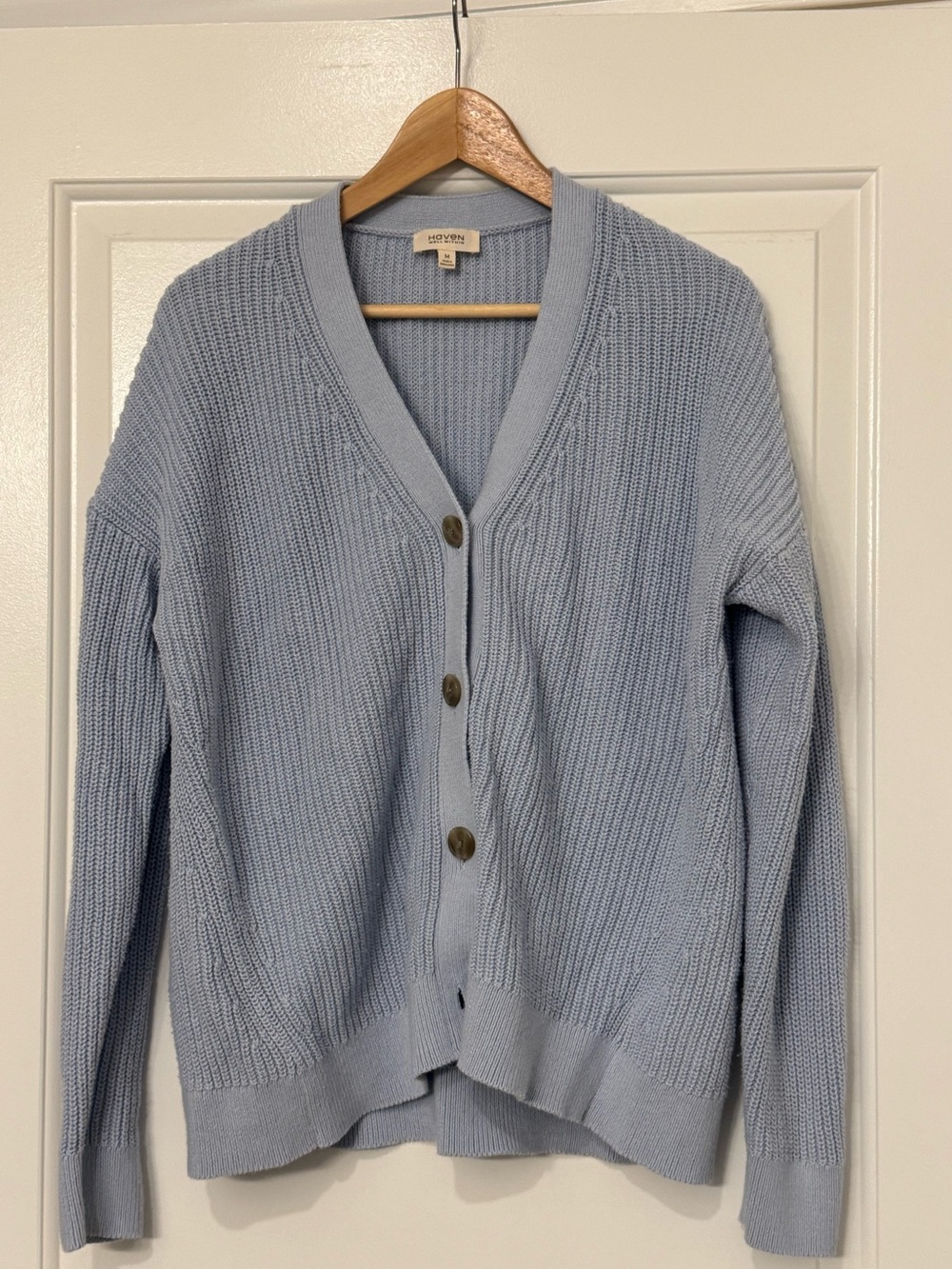 Light Blue Organic Cotton Button-Front Women's Cardigan